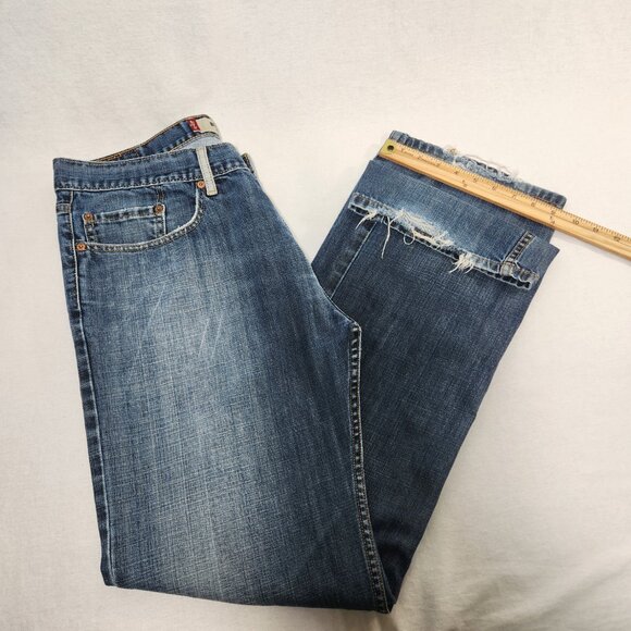 Vintage LEVI'S 555 Hipster Faded Distressed BOOT CUT Jeans Men's Size W 34 L 32. - Picture 16 of 16